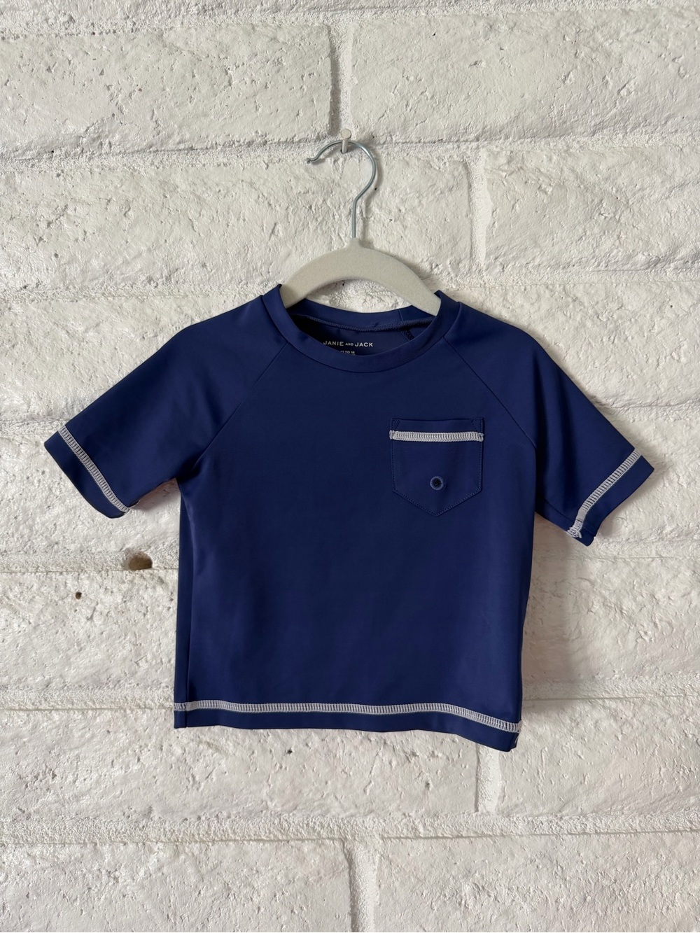 Janie and Jack Navy Rashguard with Contrast Trim